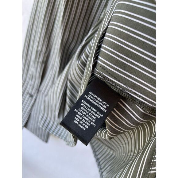 Lafayette 148 New York Blouse Green Striped Jake Cotton Button Down Shirt XL - Picture 7 of 12